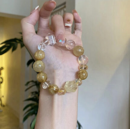 14mm Crystal Bracelets, Handmade,Natural Gemstone Crystal Energy Bracelet for Meditation, Yoga, Spiritual Healing & Positive #JCB0005